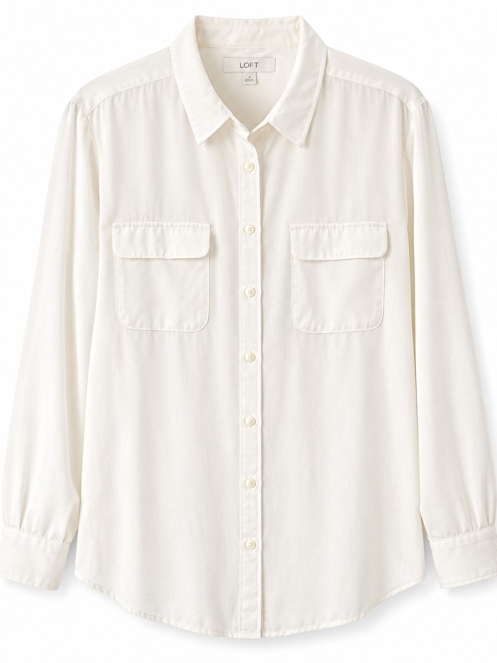 LOFT Women's Cream Button-Front Blouse Xlg